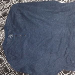 George Men's Long Sleeve Thermal Henley in Blue  Size Large NWT